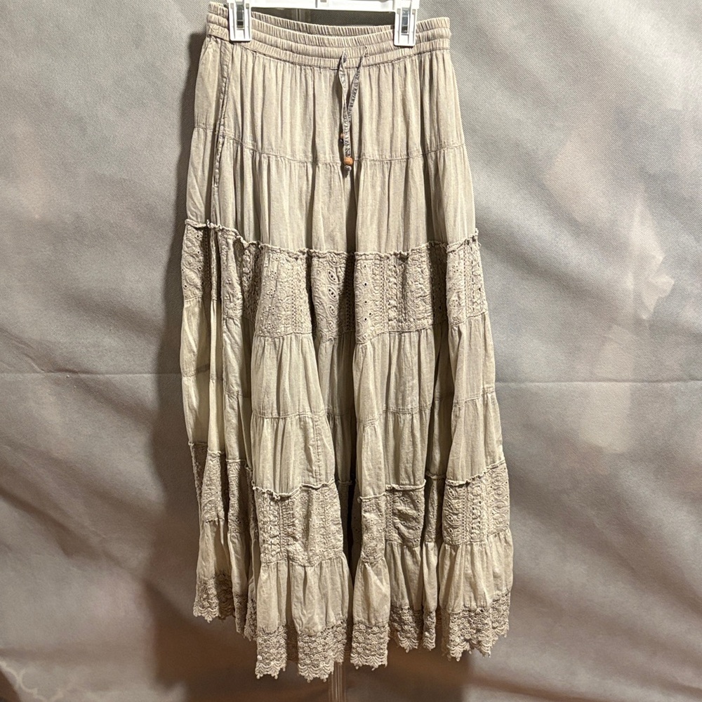Young Threads Bohemian Tiered Lace Maxi Skirt